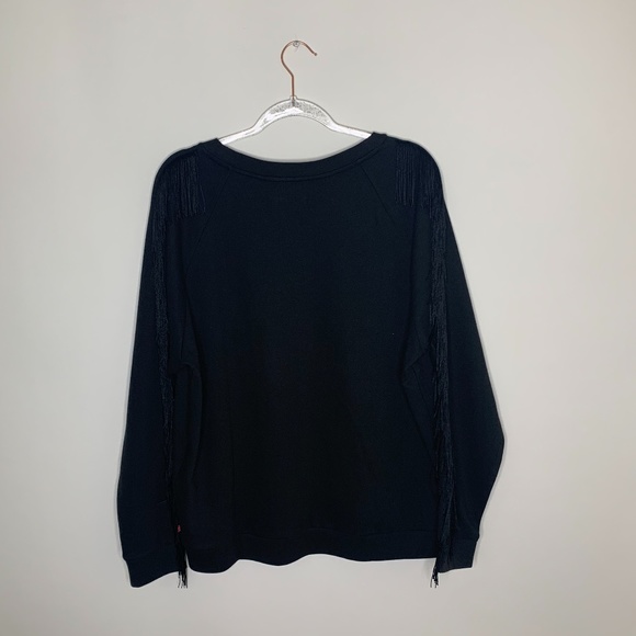 Levis Reese black fringe sleeve crewneck sweater - Picture 5 of 7